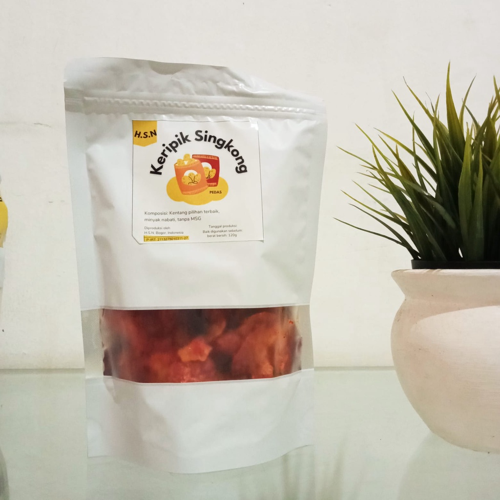 KERIPIK SINGKONG BALADO PEDAS MANIS DAUN JERUK HSN 120gr