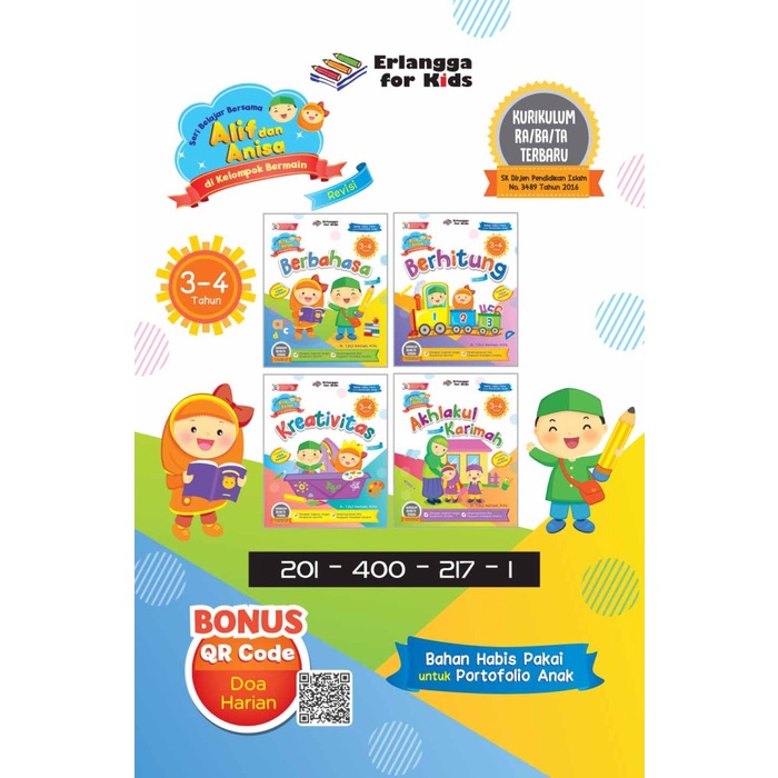 Erlangga For Kids - Paket Seri Belajar Bersama Alif-Anisa di Kelompok Bermain - Revisi