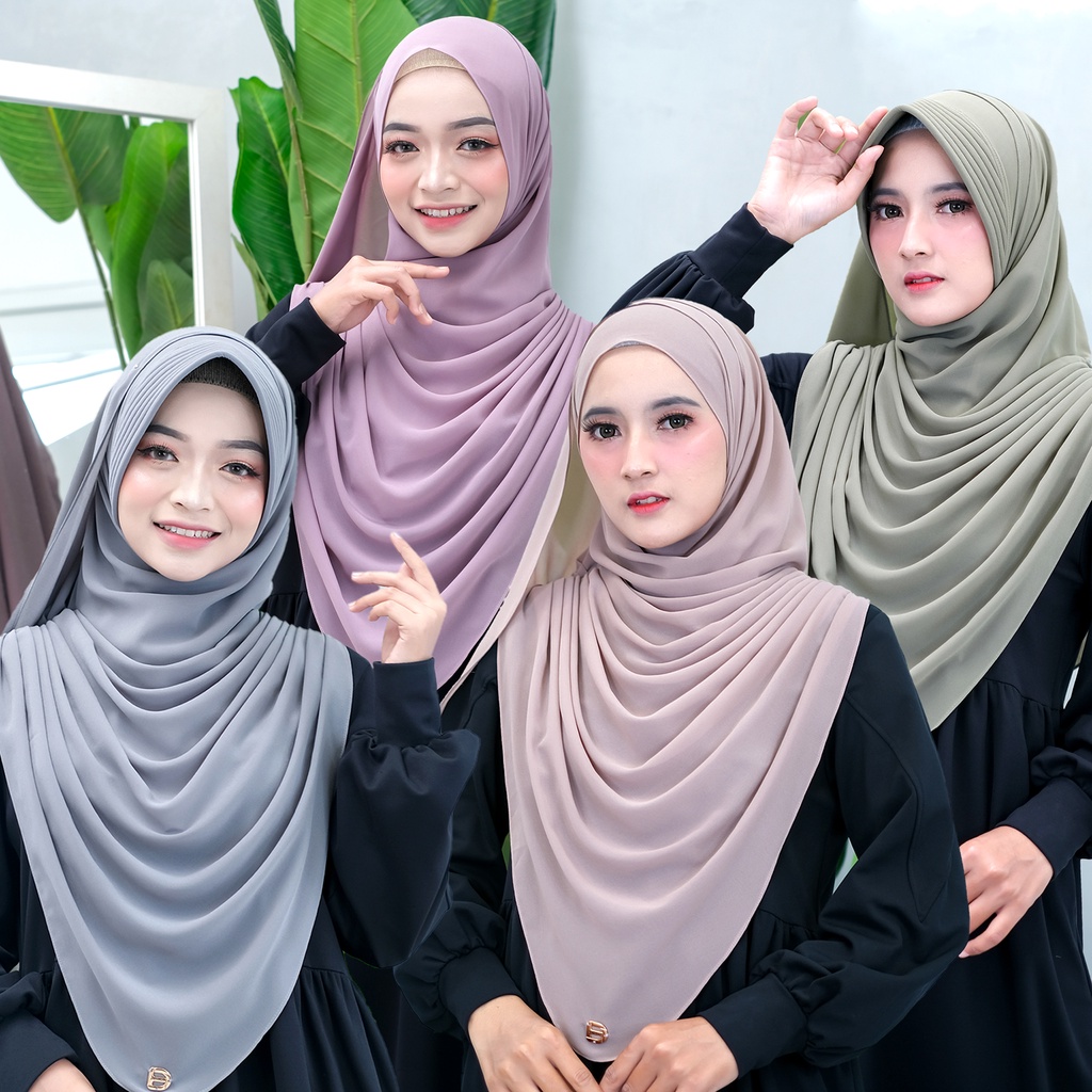 Pashmina semi instan Neola - Wiola by daffahijab || pashmina semi instan curve malay