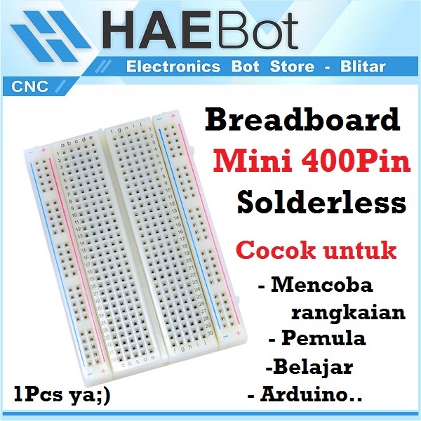 [HAEBOT] Breadboard Sedang 400 Lubang Tie Lubang ProjectBoard Pcb Solderless Bread Board Papan Percobaan Rangkaian Belajar Sirkuit Elektronika Arduino Project