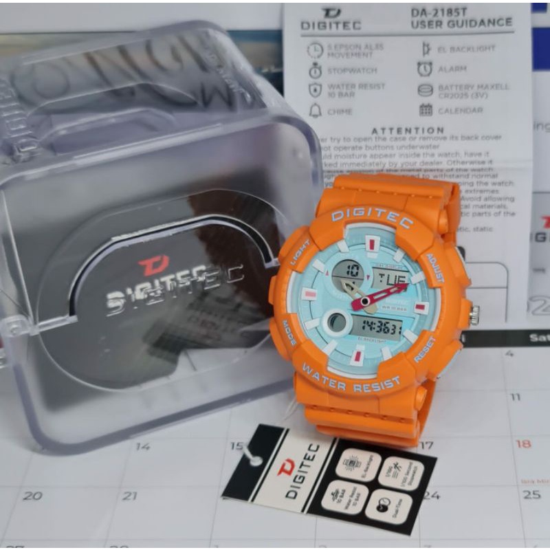 DG 2185 ORIGINAL WATERPROOF JAM TANGAN PRIA DUALTIME BISA COD