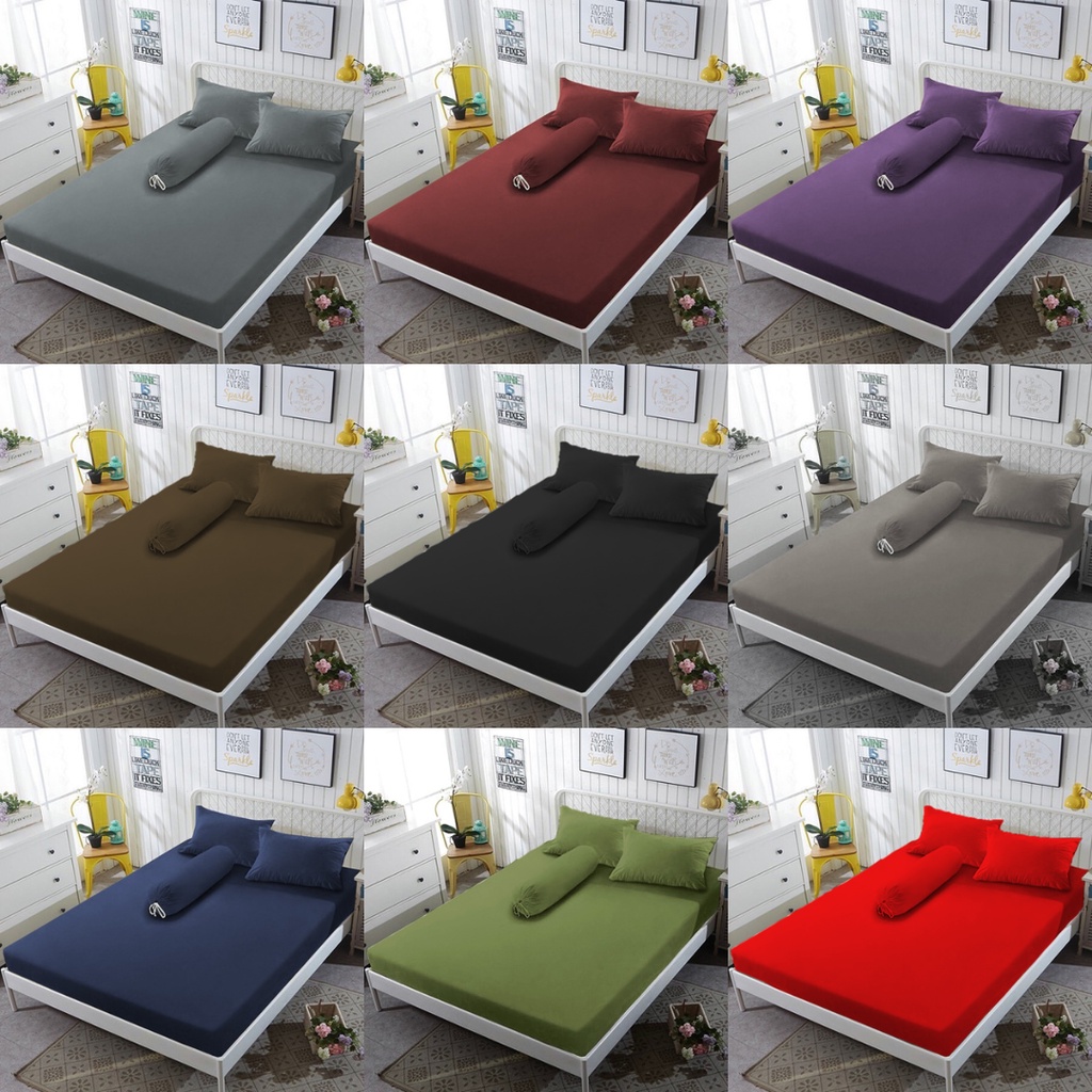 SPREI SAJA Polos Aesthetic 180x200 / 160x200 / 120x200 (Part 2) Anti Geser Premium 100% Disperse Cotton Morning Owl Tinggi 20 cm (Tanpa Sarban &amp; Sargul)