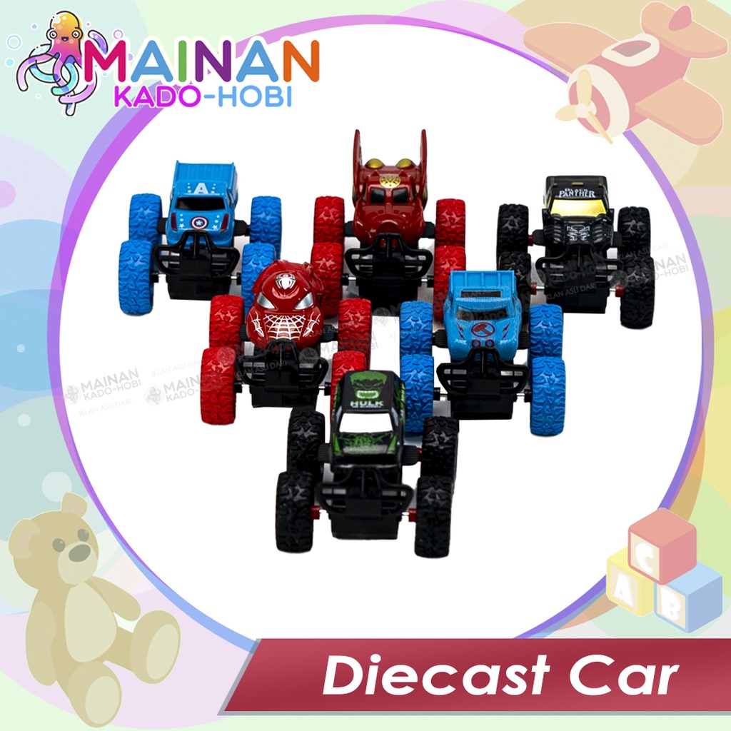 HADIAH ULANG TAHUN MAINAN ANAK DIECAST MOBIL STUNT RACING CAR KARAKTER SUPERHERO