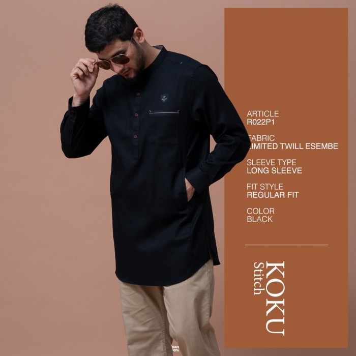 Eklusif Samase Koku Koko Kurta Stitch Lengan Panjang R022P11 Gilaa