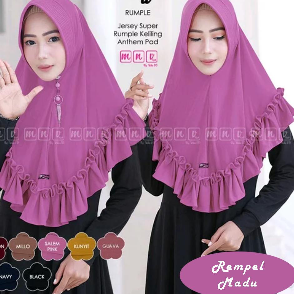 SMD.02Ma23ᴷ ▫ Jilbab Rempel Madu Bahan Jersey - Hijab Instan Variasi Kriwil - Kerudung Instan Pet An