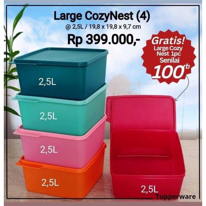 Tupperware CozyNest Large 5pcs Cozy Nest Kotak Makan -