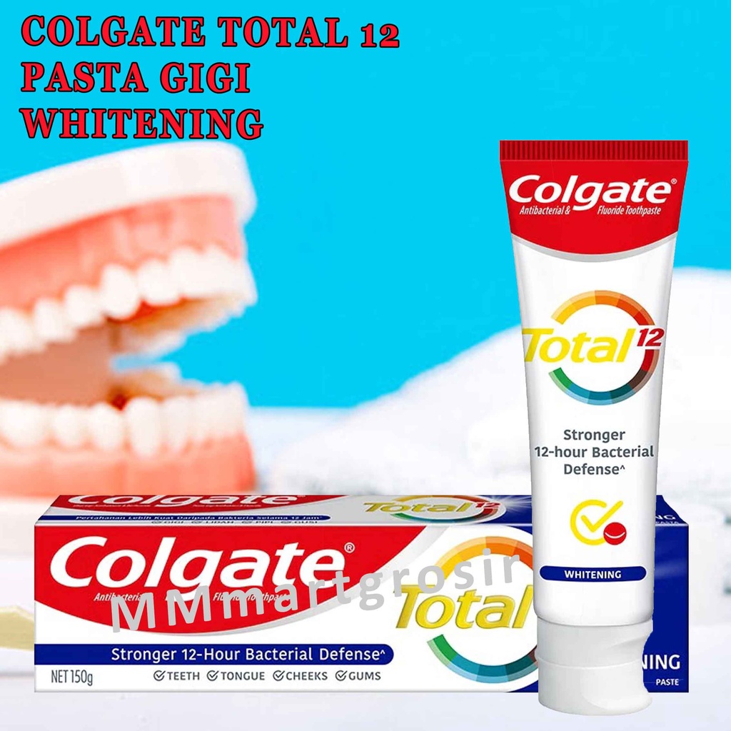 Colgate Total 12/ Pasta Gigi Whitening/ Hour Bacterial Defense/ 150g