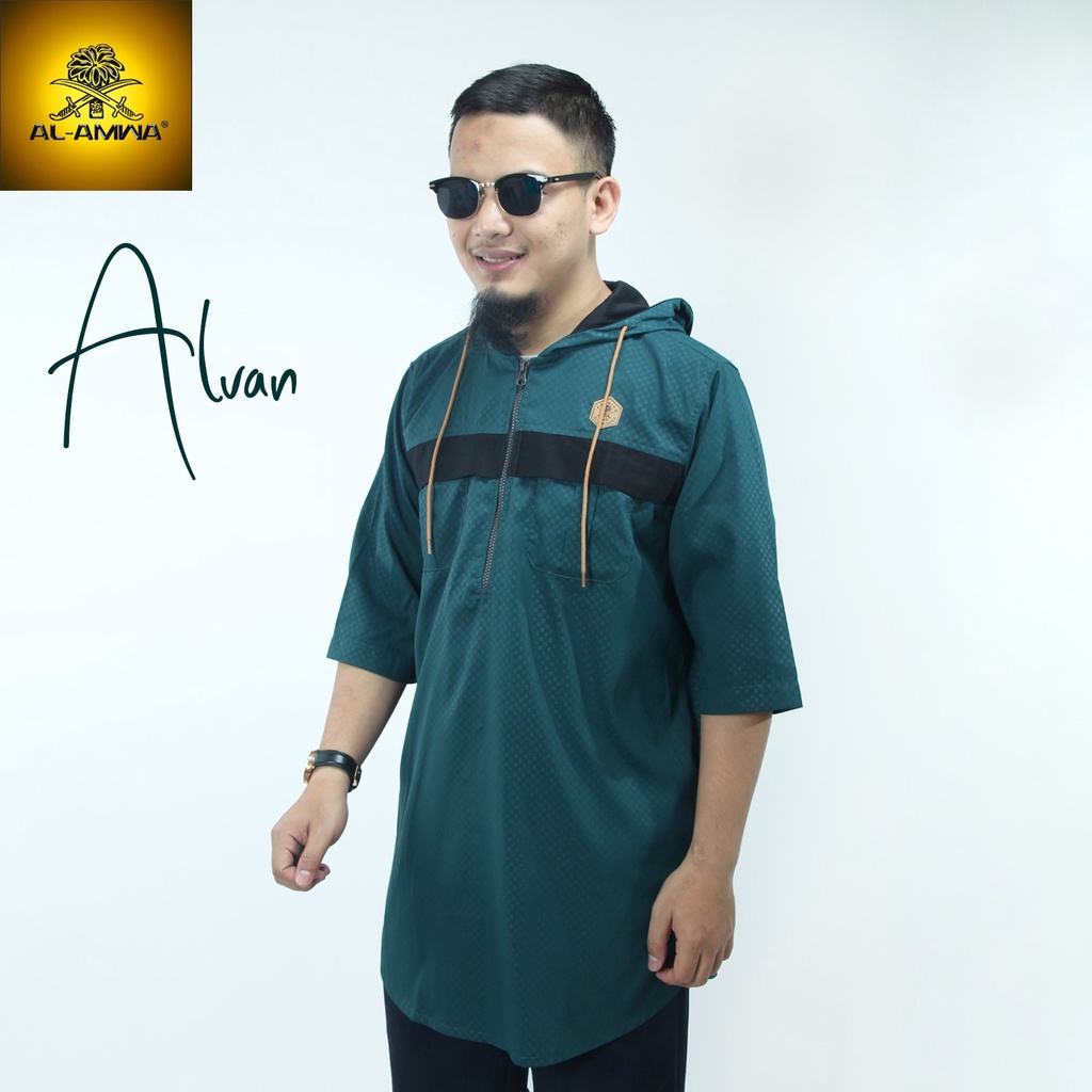 Kurta Hoodie Zipper Al Amwa Koko Pakistan Lengan 3/4