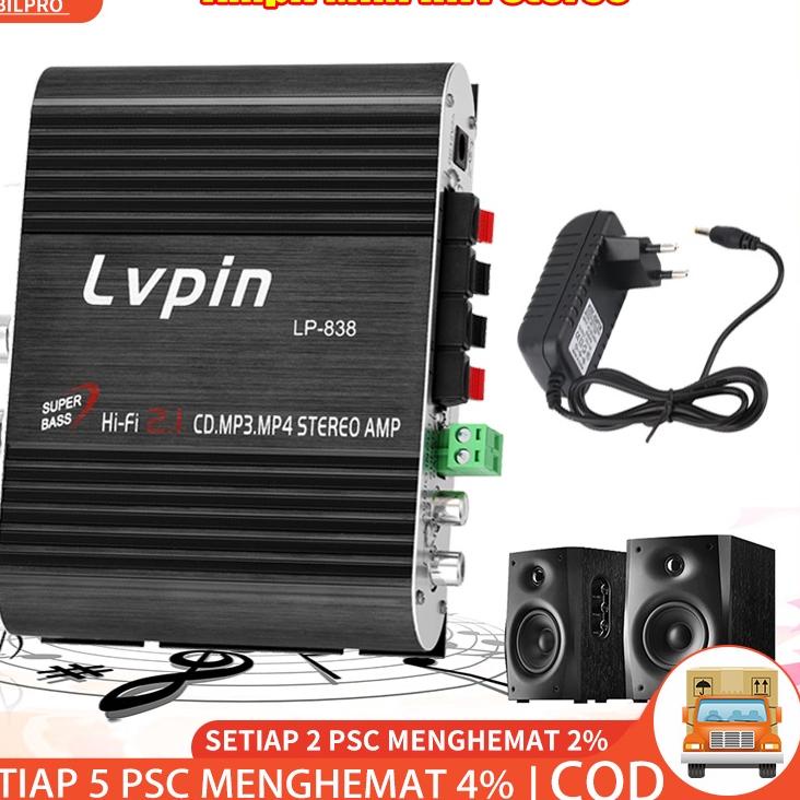 Hadir Terpopuler Lvpin Ampli Mini HiFi Stereo Power Amplifier Treble Bass Booster 12V Audio Amplifier 2.1 channel