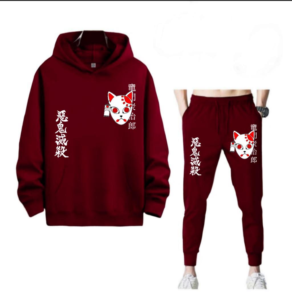 SETELAN PRIA HOODIE MODEL KIMETSU NO YAIBA ANIME DEMON SLAYER DAN CELANA JOGGER MURAH TERLARIS