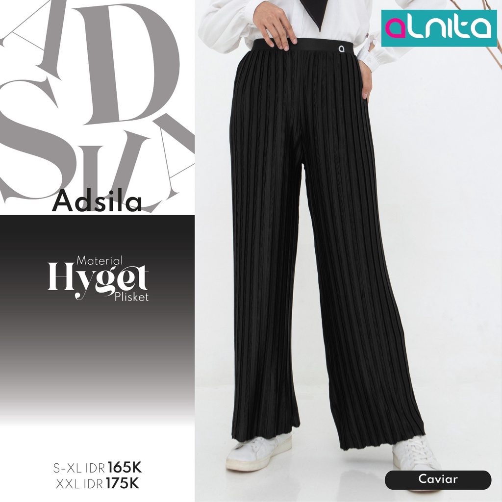 [BISA COD] Alnita ADSILA PANTS Bahan Hyget Plisket Bawahan Celana Muslimah Simpel by Alnita