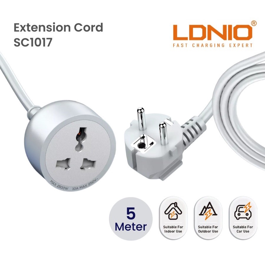 Kabel Power Ekstensi LDNIO SC1017 Extension Cord 5 Meter 2500W