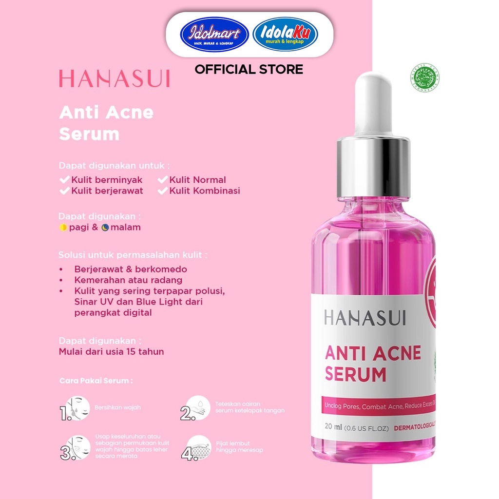 IDOLAKU Hanasui Serum Anti Acne / Whitening Gold / Vit C / Vit C + Collagen / Bright UP