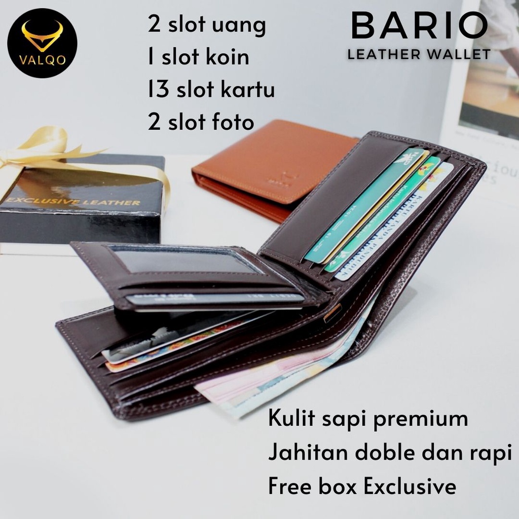 [VALQO] Dompet BARIO Kulit Sapi Pria Laki Cowok 13 Slot Kartu 2 Foto