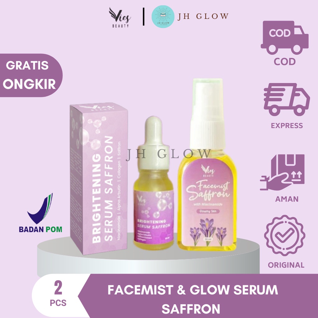 Paket Vies Beauty Serum Safron Glowing & Facemist Safron Sabun Safron Original Bpom