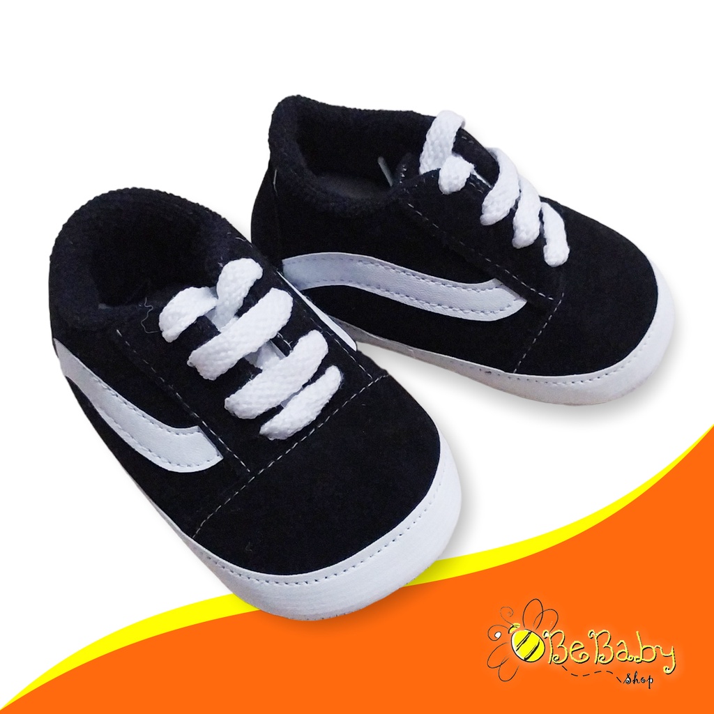 Sepatu Bayi Model Vanns Boy Girl 0-12 Bulan Motif List Putih Murah Berkualitas