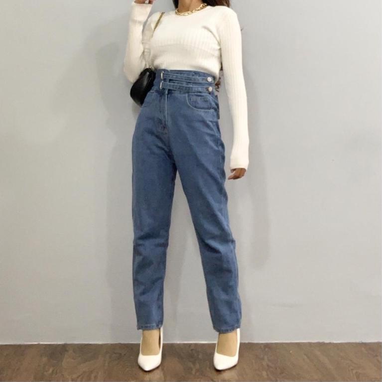 SIAP KIRIM [E.DLABEL] - E20 Jeans | Celana panjang Highwaist wanita Jeans import premium Jeans wanit