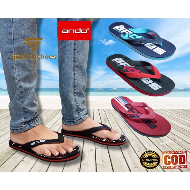 ANDO DEMOS Sandal Jepit Karet Ringan Anti Slip Kasual Casual Pria Laki Laki Dewasa Original