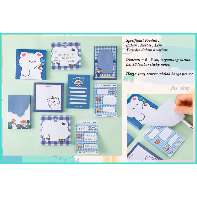 

80 Lembar Sticky Notes Memo Tempel Sticky Notes Aesthetic Sticky Notes Lucu Kertas Memo Cute Bear
