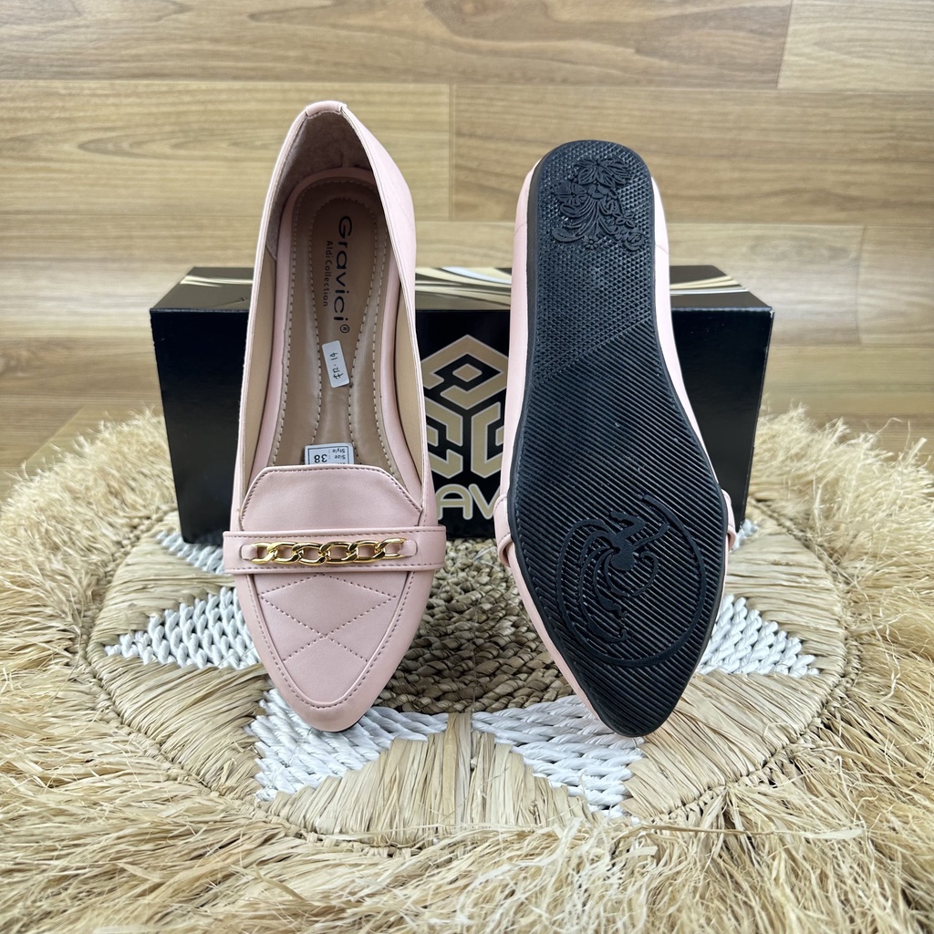 Sepatu Flat Wanita Slip On Bahan Sintetis Premium FR-14 GRAVICI