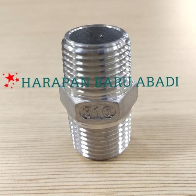 Double Nepel Stainless Ss316 Drat 1 1/2" Inch / Doubel Nepel Ss316