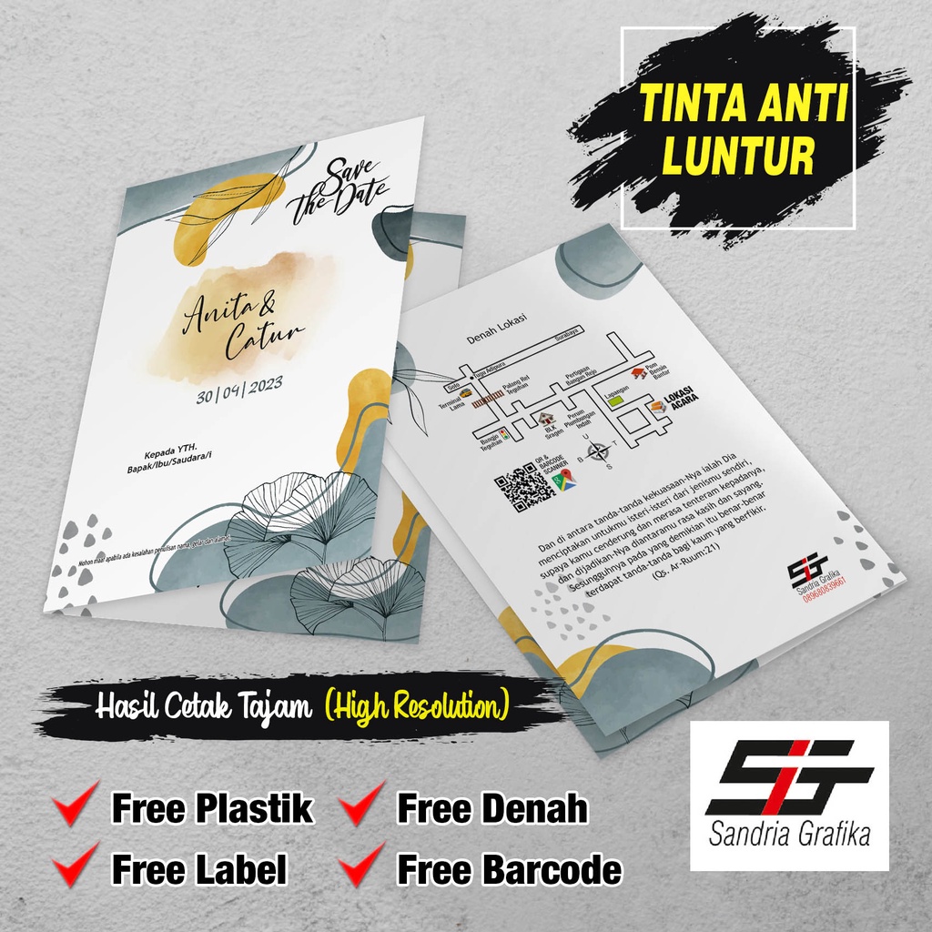 Undangan Pernikahan Simpel / Jasmine / Elegan / 009