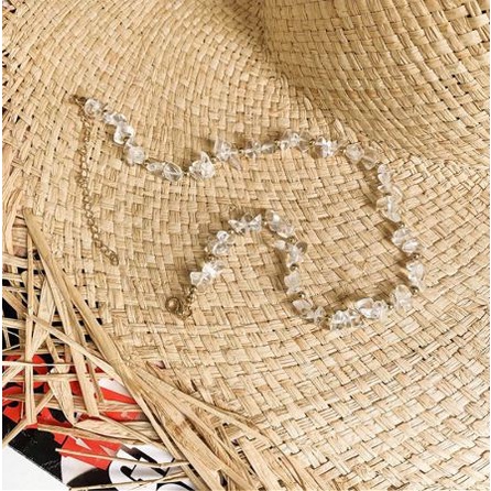 Kalung Choker Quartz Cracked Stone Beads Necklace Kalung Batu Kristal Crystal Choker Seastone Natural Batu Alam