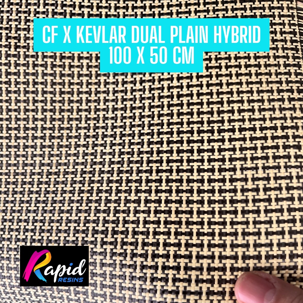 Baru Serat Karbon Carbon Kevlar Hybrid Fabric 3K Dual Plain Yellow Kuning Basket Weave 200 Gsm