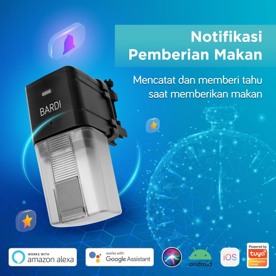 BARDI Smart Fish Feeder Pakan Tempat Makan Ikan Otomatis Wifi Alexa Home Automation