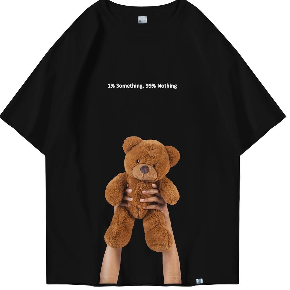 MURAH MERIAH OOTDSUPPLY Oversized Tshirt Teddy Bear Black l kaos oversized pria dan wanita