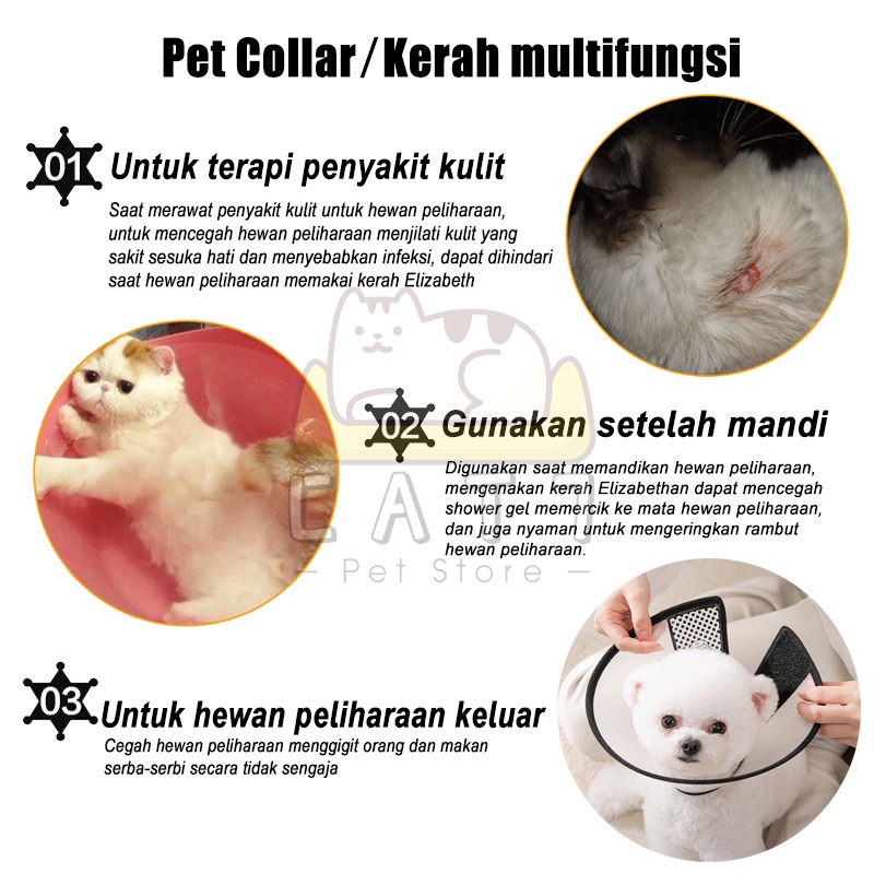 Kerah kucing Pelindung Leher Kucing Pelindung Kerah Kucing Anjing PET COLLAR PENUTUP LEHER Anti-menjilat Cincin Anti-gigitan Kerah Hewan Peliharaan