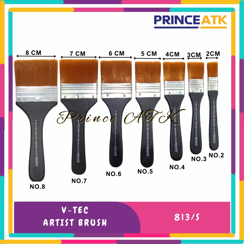 

V-TEC ASTIST BRUSH TYPE 813S / KUAS LUKIS FLAT LEBAR GAGANG PENDEK