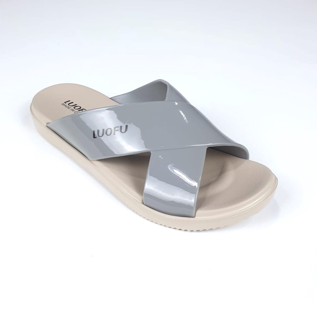 LUOFU ORIGINAL jelly sandal karet empuk murah wanita sendal cewek selop import E7189SM-6WK