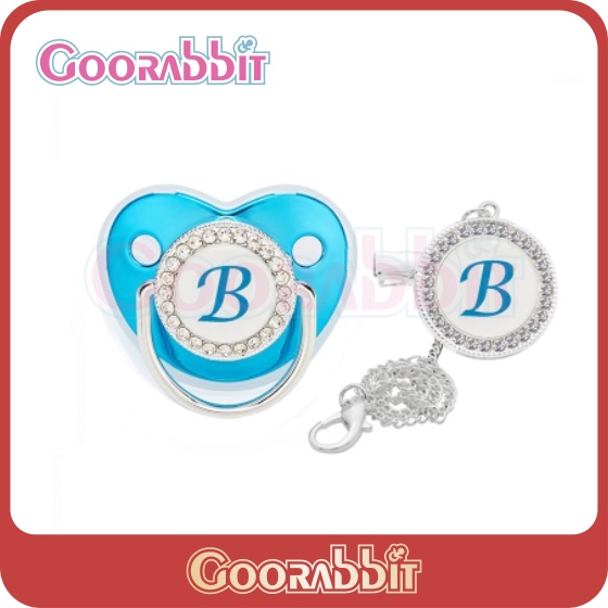 Dot Empeng Bayi 0-6 Bulan Motif Huruf A-Z Warna Biru