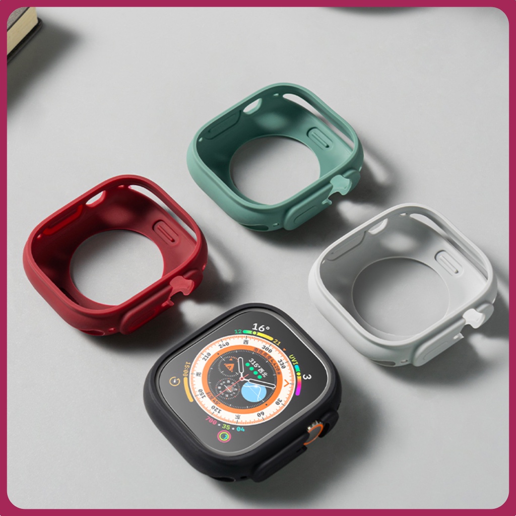 TPU Material Soft Cover hanya untuk AppIe watch Series 8 Ultra 49mm Bumper Smartwatch Soft Bumper Pelindung Bahan Silikon