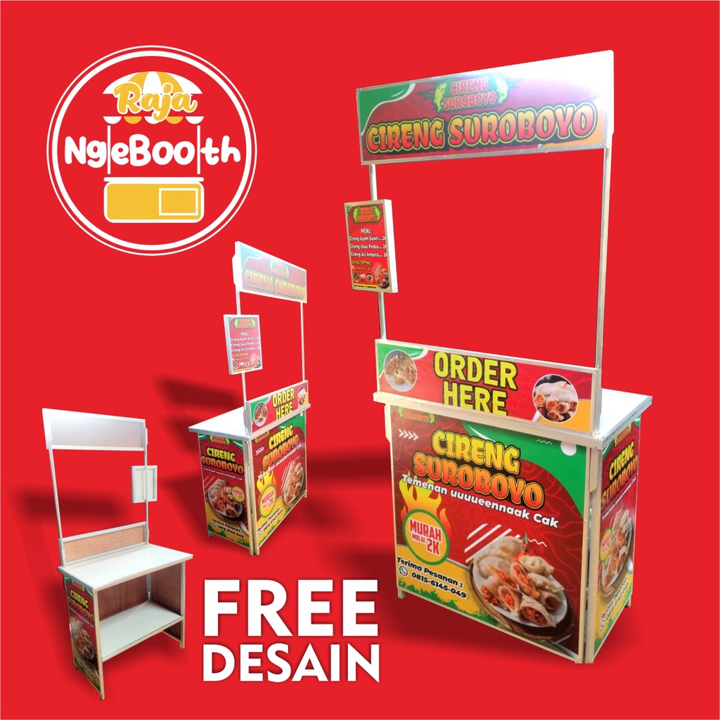 Booth Portable Container Meja Lipat Gerobak Jualan Murah Model Sekat RS