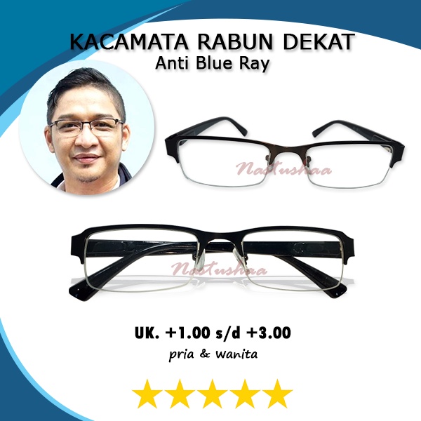 Kacamata Baca Plus (+) Anti Radiasi Blueray Uk. +1.00 s/d +3.00 Bingkai Besi Gagang Plastik Ada Per Model Semi Rimless Reading Glasses Unisex NOCASE