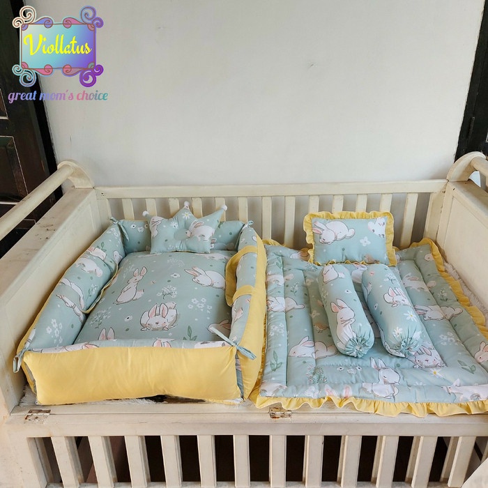 Terlaris Kasur Bayi Baby Nest Dan Set Bedcover Bayi Rabbit Tosca Polos Kuning