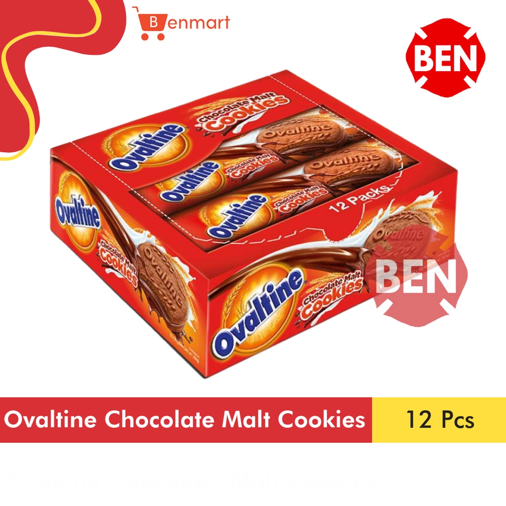 

Ovaltine Chocolate Malt Cookies 1 Pak 12 Pcs Biskuit Coklat Cokelat