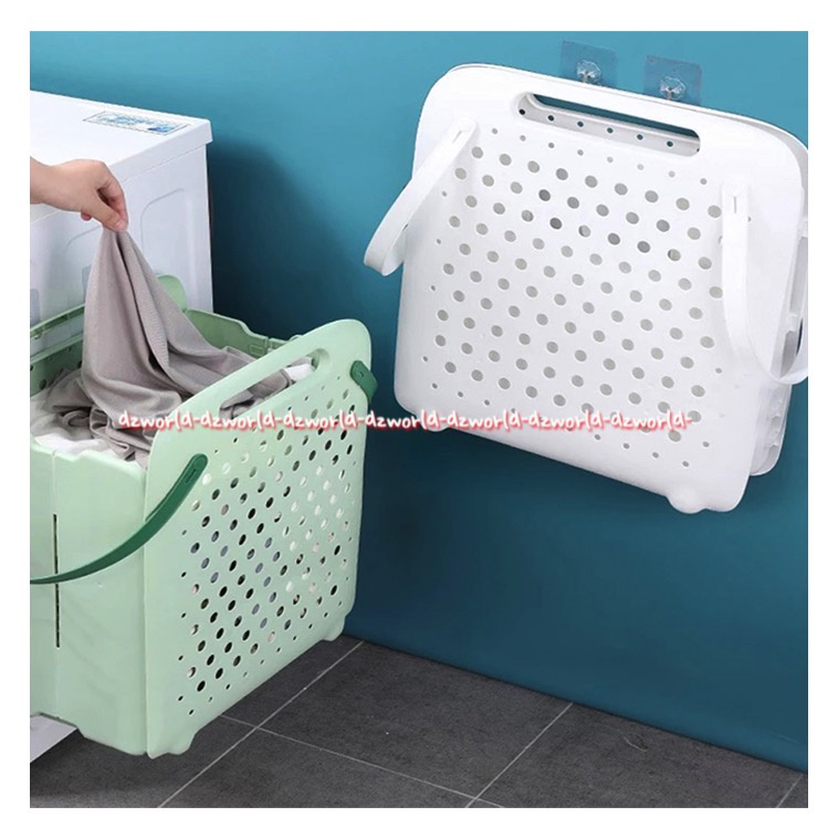 Stora Laundry Bag Fodable Green Keranjang Laundry Warna Hijau Keranjang Laundri Lipat Keranjang Baju Kotor Storange