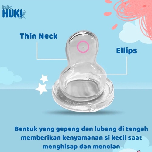 Huki Botol Susu Slim PP SP LSR Nipple Gepeng Bulat CI0329 CI0341 240ml | Orthodontic 120ml CI0328 CI0330 CI0340 | shaped CI0342 60ml Nipple Empeng Dot Orthodontic / Regular[ 60ml / 60 ml ] - Botol Bayi