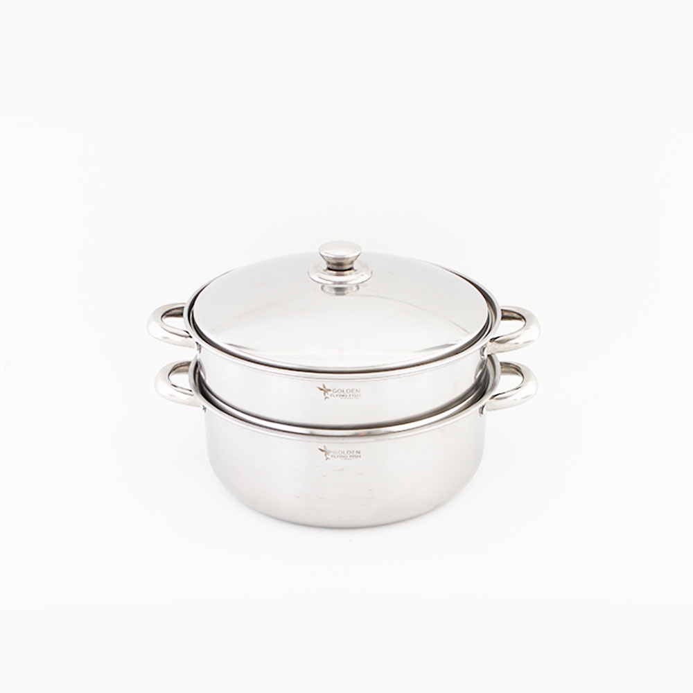 Golden Flying Fish Steamer Set Stainless Steel 2 susun 30 cm Tutup Stainless | Panci Kukusan Tingkat