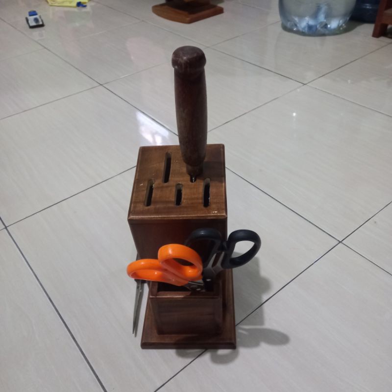 tempat pisau set gunting kayu / tempat pisau estetik /rak pisau dapur / pisau set