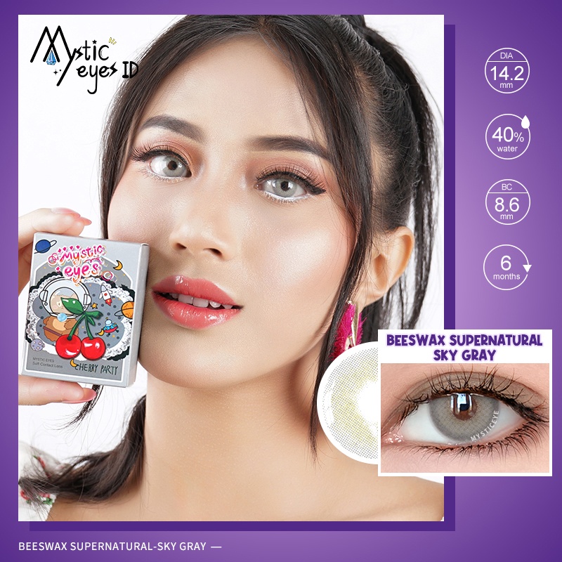 [✅COD] MYSTICEYES SOFTLENS BEESWAX SERI SKY GREY COLOR CONTACT LENS 14.2MM