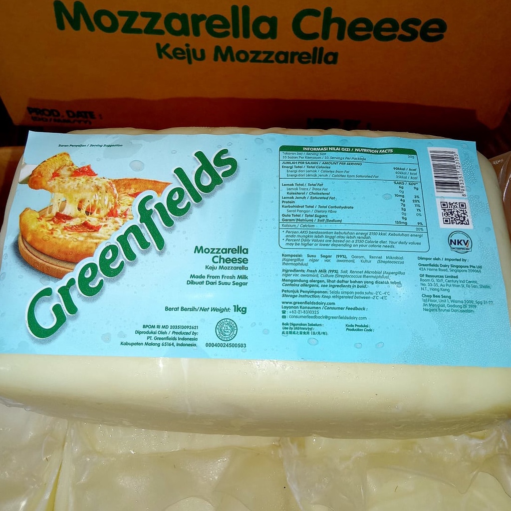 GREENFIELDS KEJU MOZARELLA CHEESE 1KG