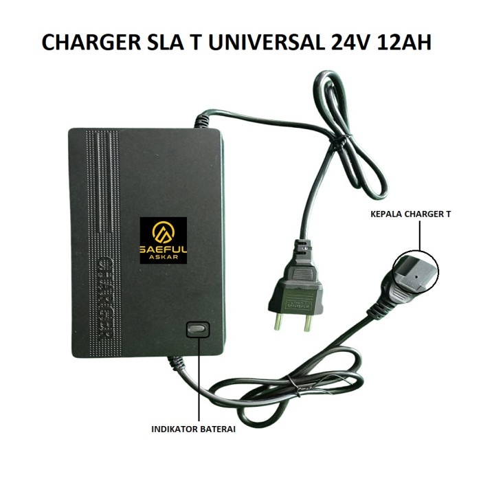 Charger Sla Lubang 3 24V 12Ah Skuter Listrik Atau Sepeda Listrik #Original