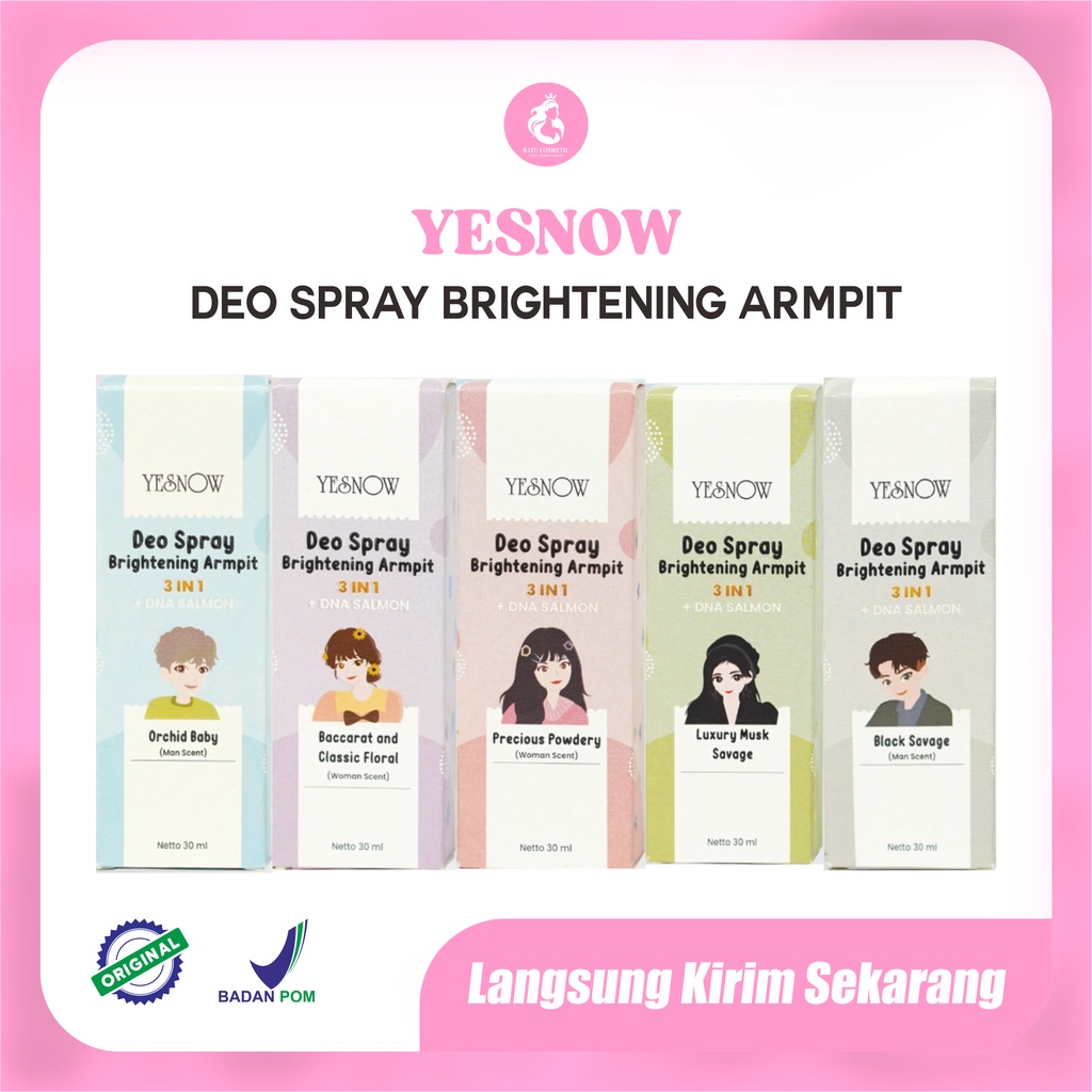 YESNOW Deo Spray Brightening Armpit 3IN1 + DNA SALMON 30ml | Brightening Armpit | BPOM