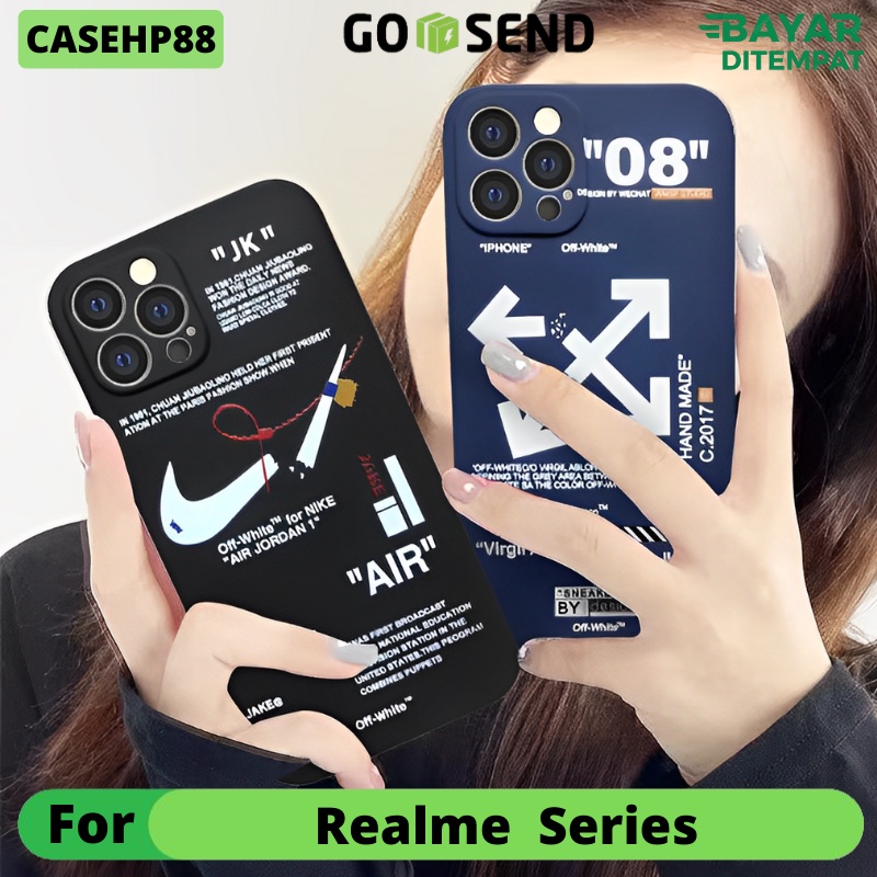 Case Realme C1 2 Pro 5 5i C3 C11 C21Y C25Y C25 Narzo 20 Kesing Softcase Silikon Nike X OFF White  3D