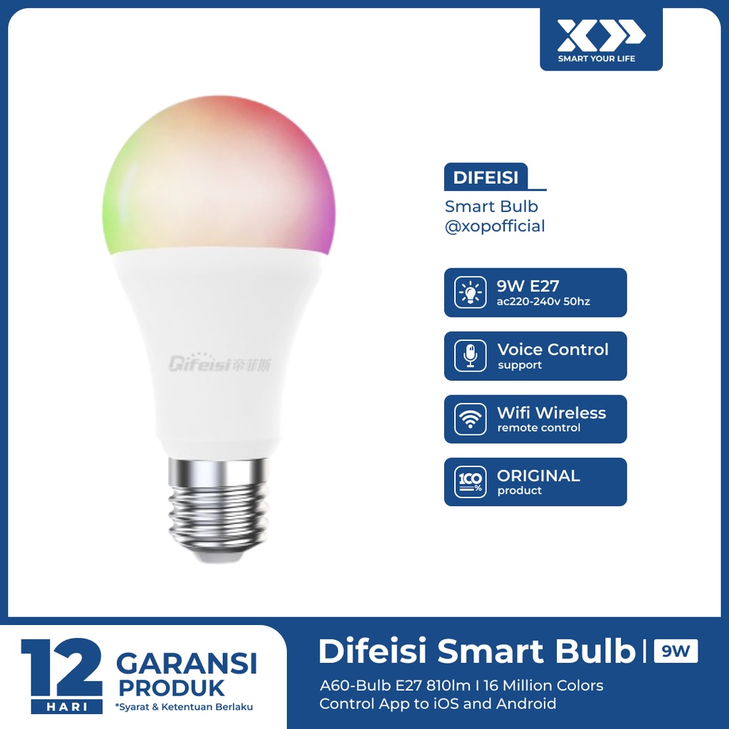 Difeisi Smart Home Wifi LED Light Bulb 9W RGB+WW 9W IoT Lamp Original