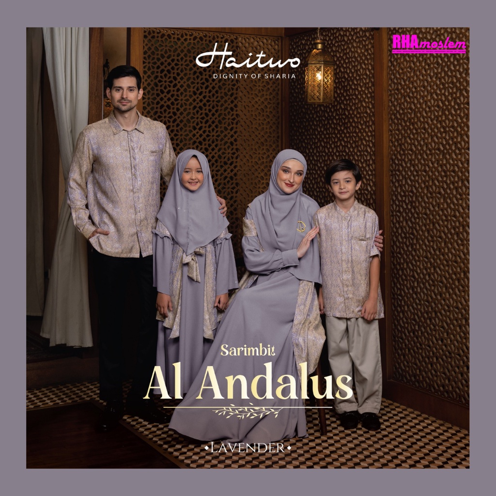 Baju Koko Gamis Couple Sarimbit Haitwo Al Andalus Lavender Lebaran 2023 Dewasa Anak Set